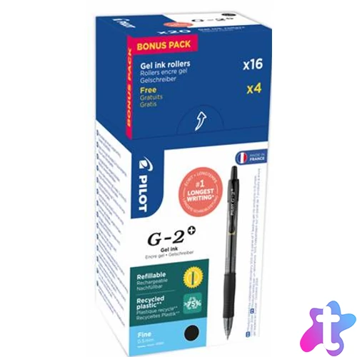 Zseléstoll, 0,25 mm, nyomógombos, PILOT "G-2", 20 db, fekete