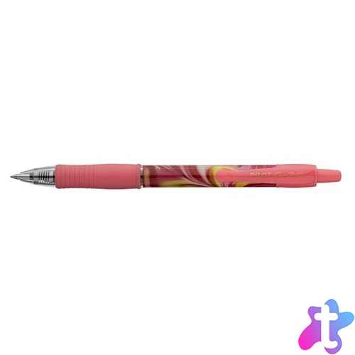 Zseléstoll, 0,32 mm, nyomógombos, rózsaszín tolltest, PILOT "G-2 Flow", kék