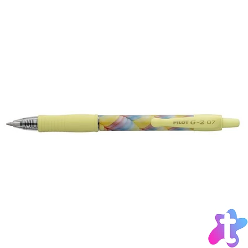 Zseléstoll, 0,32 mm, nyomógombos, sárga tolltest, PILOT "G-2 Flow", kék