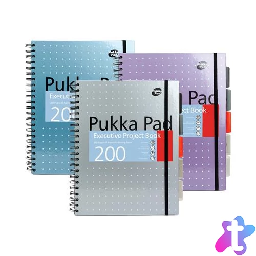 Spirálfüzet, A4+, vonalas, 100 lap, PUKKA PAD "Metallic Project Book", vegyes szín