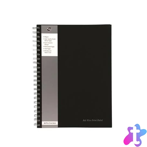 Spirálfüzet, A4, vonalas, 80 lap, PUKKA PAD "Black", fekete