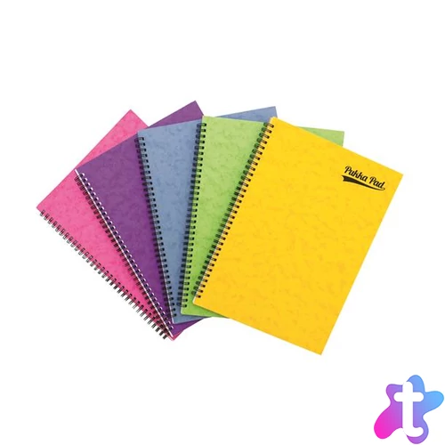 Spirálfüzet, A4, vonalas, 60 lap, PUKKA PAD "Pressboard", vegyes szín