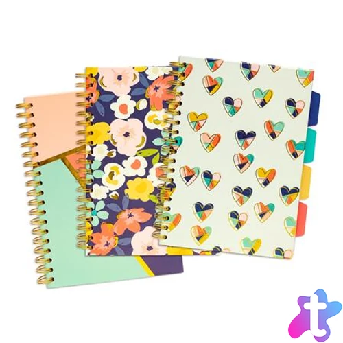 Spirálfüzet, B5, vonalas, 100 lap, PUKKA PAD "Floral Love Project Book", vegyes minta