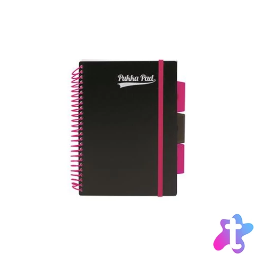 Spirálfüzet, A5, vonalas, 100 lap, PUKKA PAD, "Neon black project book"