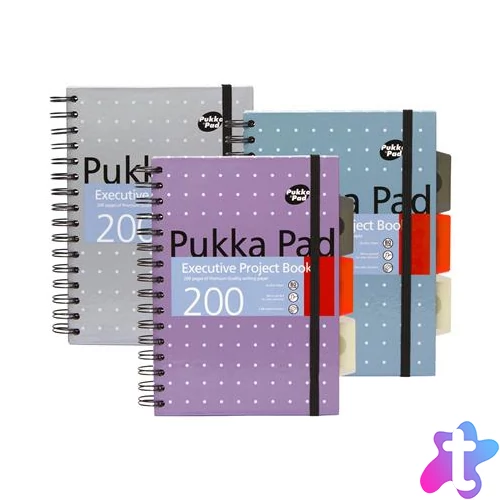 Spirálfüzet, A5, vonalas, 100 lap, PUKKA PAD "Metallic Project Book", vegyes szín