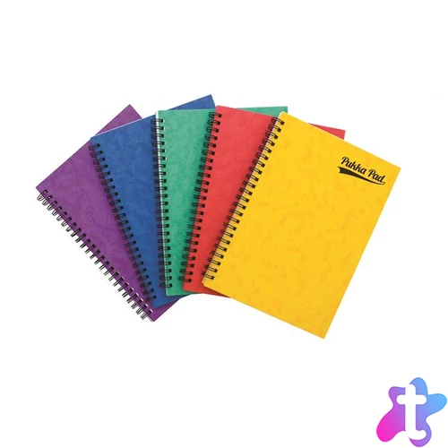 Spirálfüzet, A5, vonalas, 60 lap, PUKKA PAD "Pressboard", vegyes szín