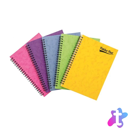 Spirálfüzet, A5, vonalas, 60 lap, PUKKA PAD "Pressboard", vegyes szín