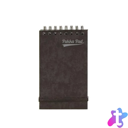 Jegyzetfüzet, spirálozott, 127x76 mm, vonalas, 60 lap, PUKKA PAD "Pressboard", fekete