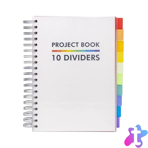 Spirálfüzet, B5, vonalas, 200 lap, PUKKA PADS "White Project Book", fehér