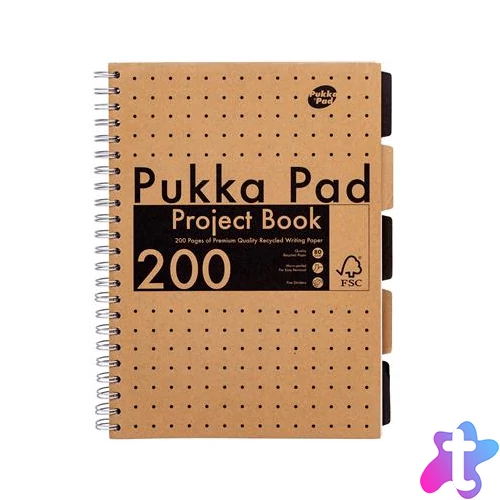 Spirálfüzet, A4, vonalas, 100 lap, PUKKA PAD "Kraft project book"