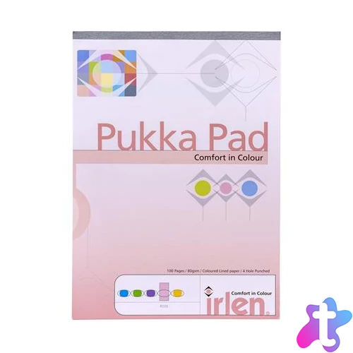 Jegyzettömb, A4, vonalas, 50 lap, PUKKA PAD "Irlen Dyslexia", rózsaszín