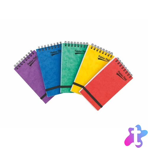Jegyzetfüzet, spirálozott, A7, vonalas, 60 lap, PUKKA PAD "Pressboard", vegyes színek