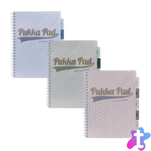 Spirálfüzet, A4, vonalas, elválasztóval, 100 lap, PUKKA PAD "Haze Project Book", vegyes szín
