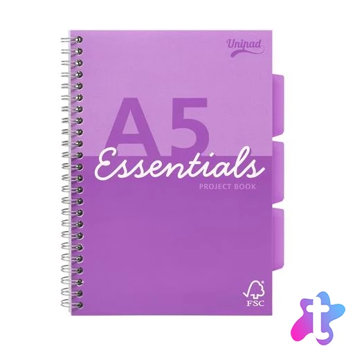 Spirálfüzet, A5, vonalas, 100 lap, PUKKA PAD "Unipad Essentials Project Book", vegyes