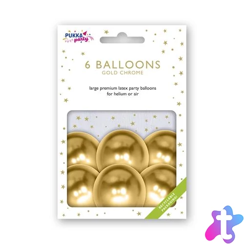 Léggömb, 30 cm, PUKKA PAD, metál arany