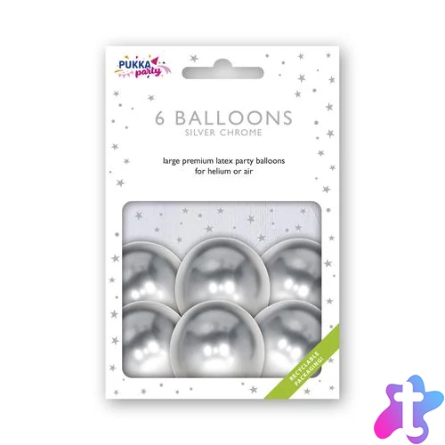 Léggömb, 30 cm, PUKKA PAD, metál ezüst