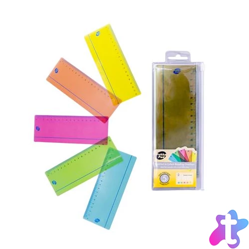 Vonalzó készlet, műanyag, 18 cm, PUKKA PAD "Irlen", 5 különböző szín