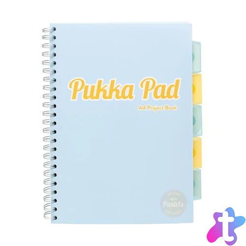 Spirálfüzet, A4, vonalas, 100 lap, PUKKA PAD "Pastel project book", vegyes szín