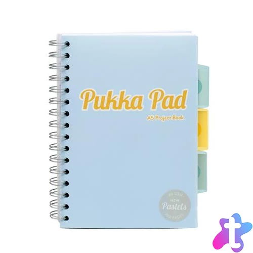 Spirálfüzet, A5, vonalas, 100 lap, PUKKA PAD "Pastel project book", vegyes szín