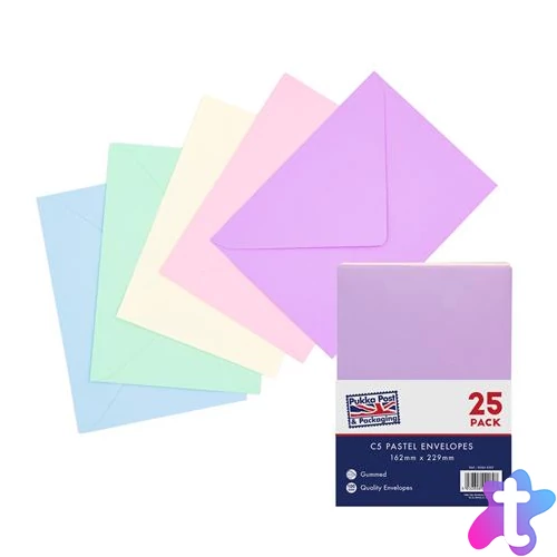 Boríték, C5, enyvezett, PUKKA PAD " Pastel", vegyes színek