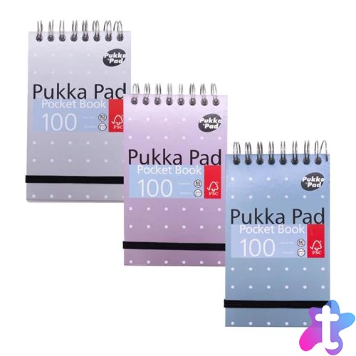 Jegyzetfüzet, A7, spirálozott, vonalas, 50 lap, PUKKA PAD "Metallic Pocket Book", vegyes színek