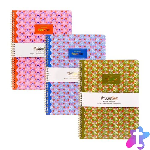 Spirálfüzet, A4+, vonalas, 100 lap, PUKKA PAD "Floral Jotta Notebook", vegyes minta