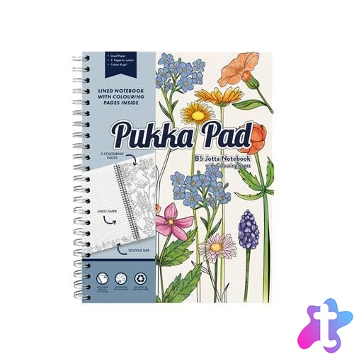 Spirálfüzet, B5, vonalas, színezővel, 100 lap, PUKKA PAD "Jotta Notebook", vegyes szín