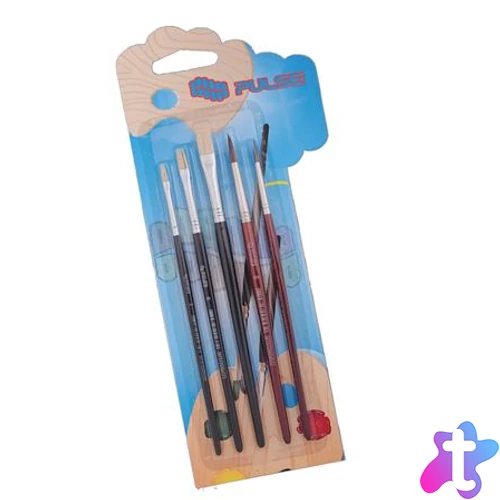 Ecsetkészlet, no. 2-6-10 lapos, no. 4-8 kerek, fa, PULSE