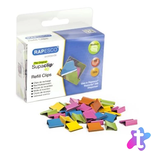 Utántöltő kapcsok, RAPESCO, "Supaclip 40", vegyes színben