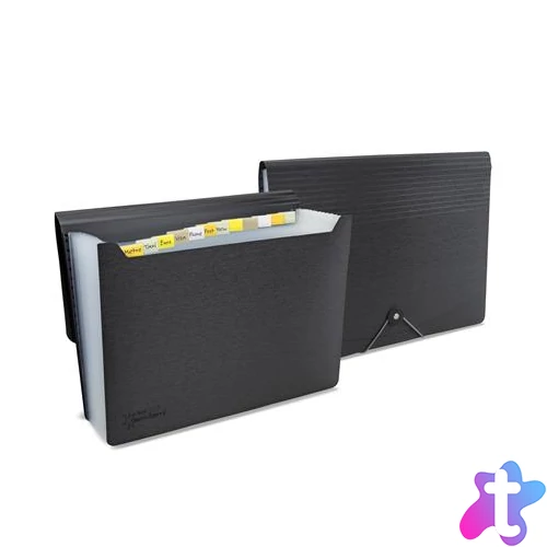 Harmonikamappa, A4, PP, 13 rekeszes, RAPESCO "Germ-Savvy™", matt fekete