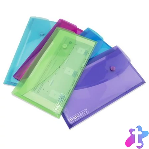 Irattartó tasak, DL, patentos, RAPESCO "Eco", áttetsző vegyes színek