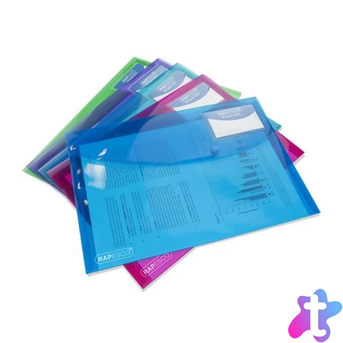 Irattartó tasak, A4+, patentos, RAPESCO "Eco", áttetsző vegyes színek