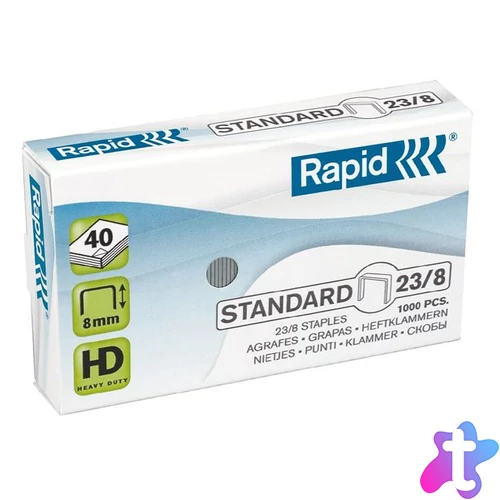 Tűzőkapocs, 23/8, horganyzott, RAPID "Standard"