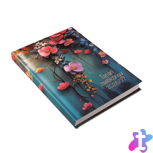 Tanári zsebkönyv, heti, 2026/2027 tanév, REALSYSTEM, floral