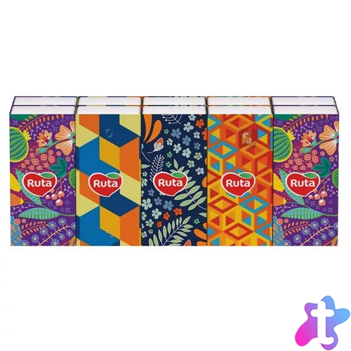 Papír zsebkendő, 3 rétegű, 10x10 db, RUTA "Classic"