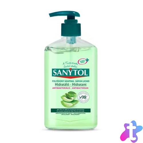 Antibakteriális folyékony szappan, 250 ml, SANYTOL "Hidratáló", aloe vera és zöld tea