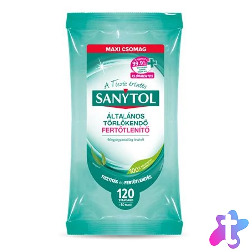 Fertőtlenítő törlőkendő, 60 db maxi/120 db standard, SANYTOL