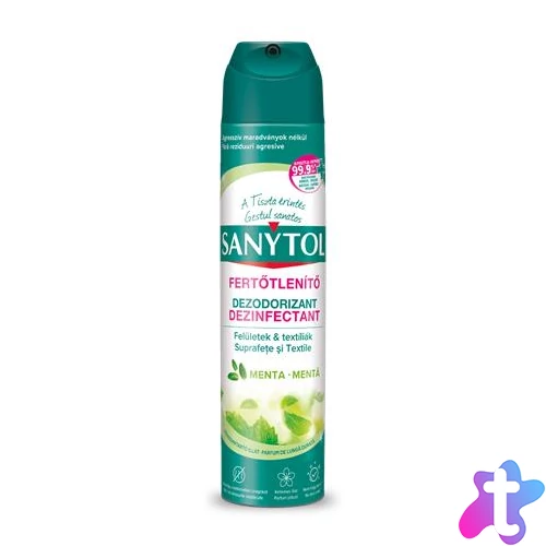 Légfrissítő, fertőtlenítő, 300 ml, SANYTOL, menta