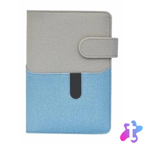 Kalendárium, gyűrűs, betétlapokkal, "L", műbőr, SATURNUS, "229", szürke-kék