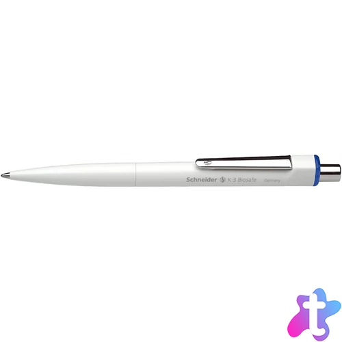 Golyóstoll, 0,5 mm, nyomógombos, SCHNEIDER "K3 Biosafe", kék
