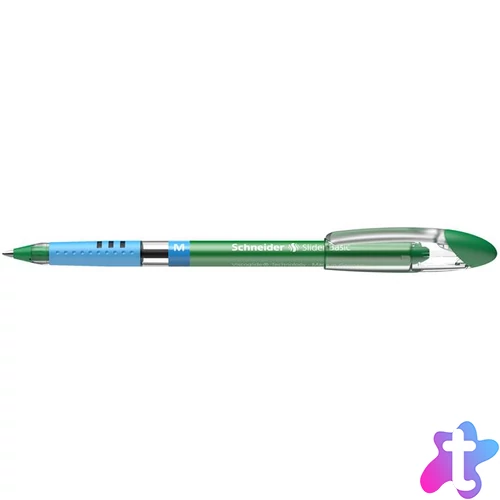 Golyóstoll, 0,5 mm, kupakos, SCHNEIDER "Slider Basic M", zöld