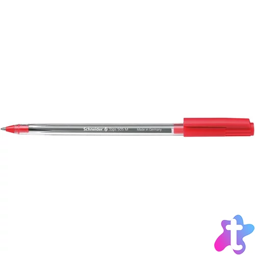 Golyóstoll, 0,5 mm, kupakos, SCHNEIDER "Tops 505 M", piros