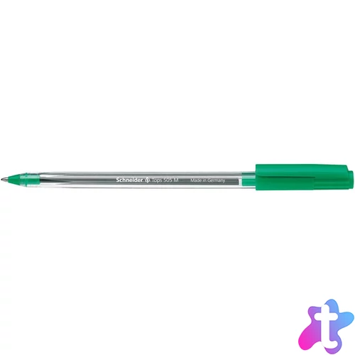 Golyóstoll, 0,5 mm, kupakos, SCHNEIDER "Tops 505 M", zöld