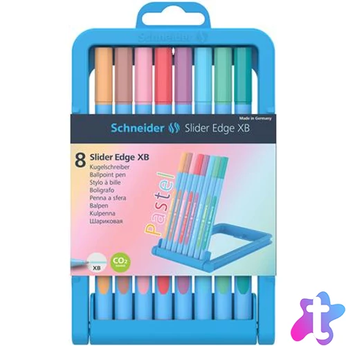 Golyóstoll készlet, 0,7 mm, kupakos, SCHNEIDER "Slider Edge XB Pastel", 8 különböző pasztell szín
