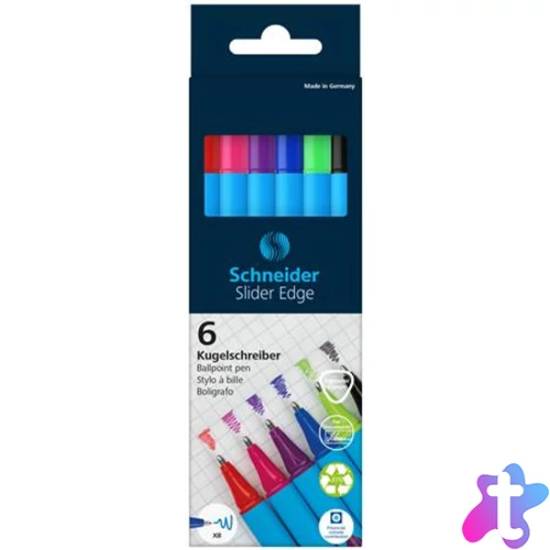 Golyóstoll készlet, 0,7 mm, kupakos, SCHNEIDER "Slider Edge XB", vegyes színek