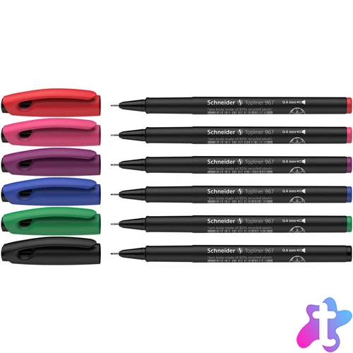 Tűfilc készlet, 0,4 mm, SCHNEIDER "Topliner 967", 6 különböző szín