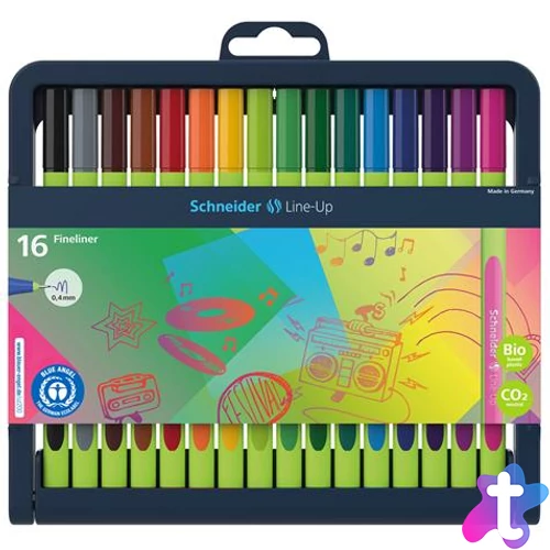 Tűfilc készlet, 0,4 mm, SCHNEIDER "Line-Up", 16 különböző szín