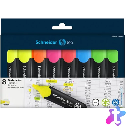 Szövegkiemelő készlet, 1-5 mm, SCHNEIDER "Job 150", 6+2 szín