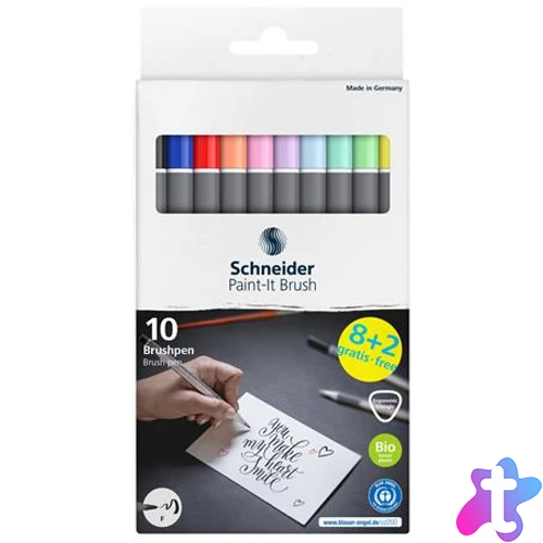 Ecsetirón készlet, hajlékony heggyel, SCHNEIDER "Paint-It 070", 10 különböző szín