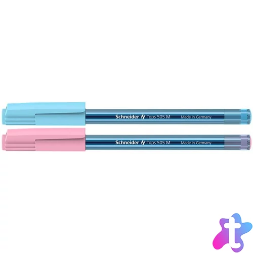 Golyóstoll, 0,5 mm, kupakos, SCHNEIDER "Tops 505 M Bubble Gum" kék, limitált kiadás